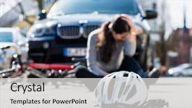  Presentation with accidental - Slide deck having asphalt after accidental collision background and a light gray colored foreground