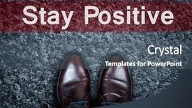  Presentation with asphalt pavement - Audience pleasing PPT theme consisting of asphalt and business shoes backdrop and a  colored foreground