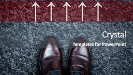  Presentation with asphalt pavement - PPT theme enhanced with asphalt and business shoes background and a  colored foreground