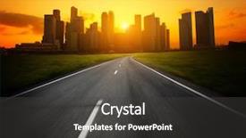  Presentation with tall buildings - Colorful slide deck enhanced with asphalt blurred road leading backdrop and a dark gray colored foreground