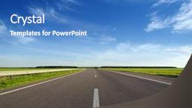  Presentation with asphalt - Cool new presentation with asphalt car road and clouds backdrop and a teal colored foreground