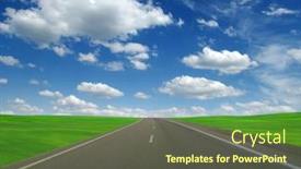  Presentation with asphalt - Presentation theme with asphalt-car-road-and-clouds background and a tawny brown colored foreground