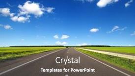  Presentation with asphalt road - Theme with asphalt-car-road-and-clouds background and a dark gray colored foreground