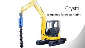  Presentation with drilling machine - Presentation design featuring asphalt drilling tractor isolated background and a white colored foreground