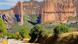  Presentation with asphalt - Presentation theme featuring asphalt-highway-passes-through background and a coral colored foreground