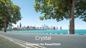  Presentation with asphalt - Beautiful presentation featuring asphalt highway through garden with skyline backdrop and a light blue colored foreground