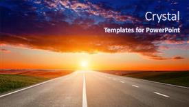  Presentation with highways - Audience pleasing slide deck consisting of asphalt highways and mountains under the blue sky backdrop and a navy blue colored foreground