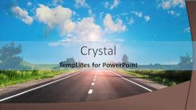  Presentation with highways - Theme featuring asphalt-highways-and-mountains-under background and a light blue colored foreground