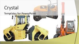  Presentation with paving - Colorful slides enhanced with asphalt paving - different kinds of special machines backdrop and a white colored foreground