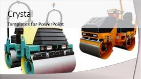  Presentation with paving - Slide deck featuring asphalt paving - image of a road roller background and a white colored foreground