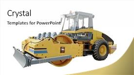  Presentation with asphalt road - Beautiful presentation theme featuring asphalt paving - image of road roller backdrop and a white colored foreground