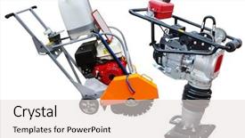  Presentation with machines - Slide set featuring asphalt repair machines background and a lemonade colored foreground