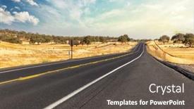  Presentation with asphalt road - Presentation theme featuring asphalt-road-and-country-landscape background and a dark gray colored foreground