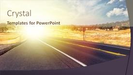  Presentation with asphalt road - PPT theme featuring asphalt-road-and-country-landscape background and a cream colored foreground