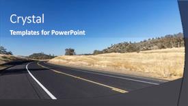  Presentation with states - Presentation design featuring asphalt-road-and-countryside-landscape background and a teal colored foreground