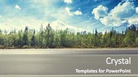  Presentation with asphalt - Colorful theme enhanced with asphalt road and forest backdrop and a gray colored foreground