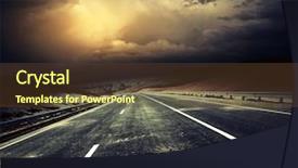  Presentation with asphalt road - Cool new PPT layouts with asphalt road and stormy sky backdrop and a tawny brown colored foreground
