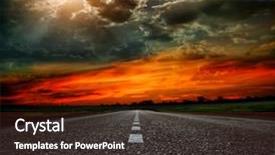  Presentation with asphalt road animtion - PPT theme featuring asphalt road between fields trees background and a tawny brown colored foreground