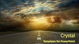  Presentation with asphalt - Slide deck enhanced with asphalt road between fields trees background and a tawny brown colored foreground