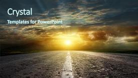  Presentation with asphalt road - PPT theme featuring asphalt road between fields trees background and a tawny brown colored foreground