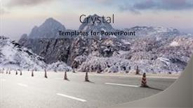  Presentation with hill road - Audience pleasing theme consisting of aspalt - asphalt road front of snow backdrop and a light blue colored foreground