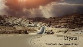  Presentation with asphalt road animtion - Cool new PPT layouts with asphalt road in a desert backdrop and a coral colored foreground