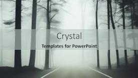  Presentation with forest morning - Presentation theme having asphalt-road-in-a-foggy background and a light gray colored foreground