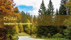  Presentation with forest road green - Audience pleasing slide set consisting of asphalt-road-in-a-picturesque backdrop and a tawny brown colored foreground