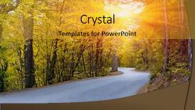  Presentation with hill road - Slide deck consisting of asphalt road in autumn forest background and a gold colored foreground