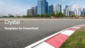  Presentation with asphalt road - Cool new PPT layouts with asphalt road in modern circuit backdrop and a gray colored foreground