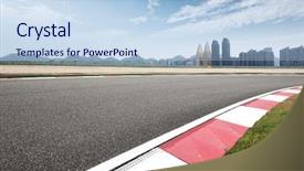  Presentation with asphalt road - Cool new slides with asphalt road in modern circuit backdrop and a sky blue colored foreground