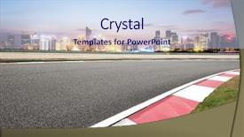  Presentation with asphalt road - Slide deck consisting of asphalt road in modern circuit background and a sky blue colored foreground
