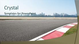  Presentation with asphalt road - Slide deck featuring asphalt road in modern circuit background and a sky blue colored foreground