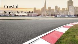  Presentation with asphalt road - Slide set featuring asphalt road in modern circuit background and a lemonade colored foreground