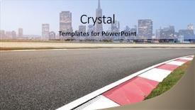  Presentation with asphalt road - Cool new slide deck with asphalt road in modern circuit backdrop and a light blue colored foreground