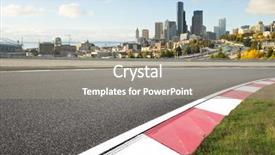  Presentation with asphalt road - Presentation design featuring asphalt road in modern circuit background and a  colored foreground