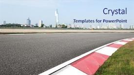  Presentation with asphalt road - Slide set enhanced with asphalt road in modern circuit background and a sky blue colored foreground