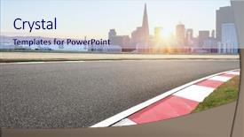  Presentation with circuit - Colorful slide set enhanced with asphalt road in modern circuit backdrop and a  colored foreground
