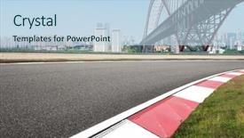  Presentation with asphalt road - Audience pleasing PPT theme consisting of asphalt road in modern circuit backdrop and a light blue colored foreground