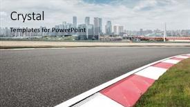  Presentation with asphalt road - Slide set featuring asphalt road in modern circuit background and a light blue colored foreground