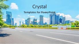  Presentation with asphalt road - Amazing PPT layouts having asphalt road in modern city backdrop and a arctic colored foreground