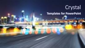  Presentation with asphalt road - PPT theme featuring asphalt-road-in-morden-city background and a navy blue colored foreground