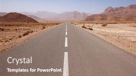  Presentation with asphalt - PPT theme featuring asphalt-road-in-the-desert background and a gray colored foreground