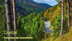  Presentation with landon the mountain road - PPT theme featuring asphalt-road-in-the-mountain background and a  colored foreground