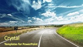  Presentation with asphalt road - Amazing PPT theme having asphalt road in tuscany italy backdrop and a tawny brown colored foreground