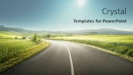  Presentation with asphalt road - PPT theme featuring asphalt-road-in-tuscany-italy background and a light blue colored foreground