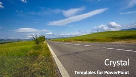  Presentation with asphalt road - Slide set enhanced with asphalt road in tuscany italy background and a gray colored foreground