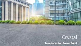  Presentation with asphalt - PPT layouts with asphalt road of modern city china background and a gray colored foreground