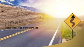  Presentation with asphalt road - Presentation design consisting of asphalt-road-road-sign background and a  colored foreground
