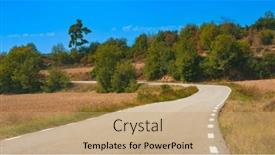  Presentation with asphalt - Presentation theme consisting of asphalt-road-through-fields background and a coral colored foreground